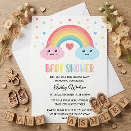 Regnbågsmirakel Baby Shower Inbjudningar