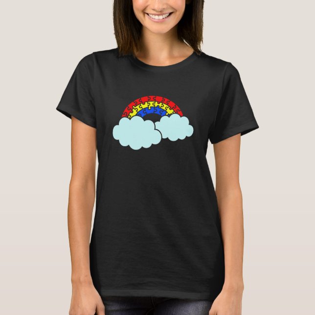 Regnbågsmoln Autism Medvetenhet Månad Asd Stöd T Shirt (Framsida)