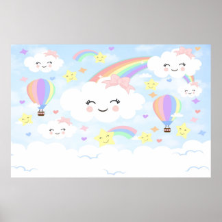 Regnbågsmoln Bakgrund Regnbågsmoln baby shower Poster