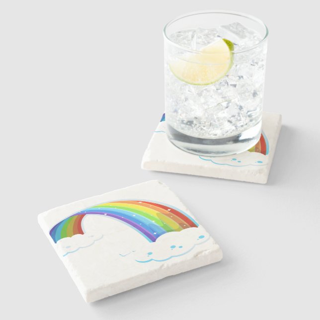 Regnbågsmoln Färgglada Glitter Blank Lättsinnig Stenunderlägg (Sidan)