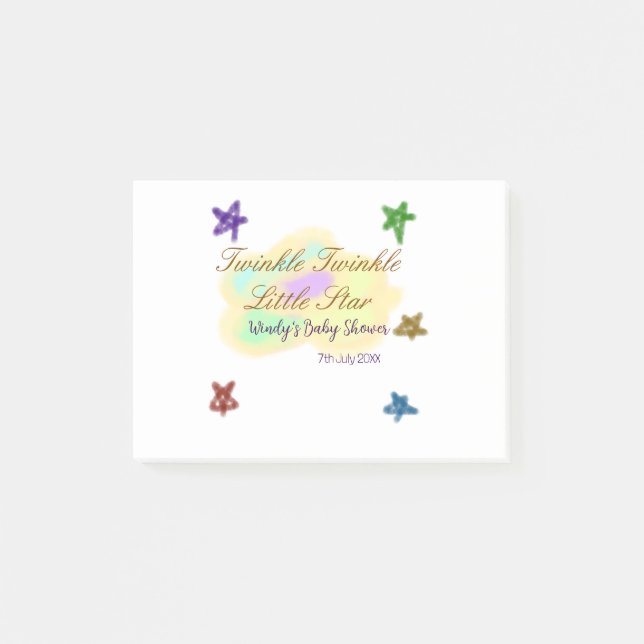 Regnbågsmoln glittrar Twinkle Little Star baby Post-it Block (Framsida)