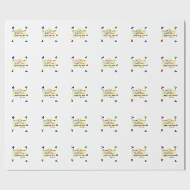 Regnbågsmoln glittrar Twinkle Little Star baby Presentpapper (Platt)