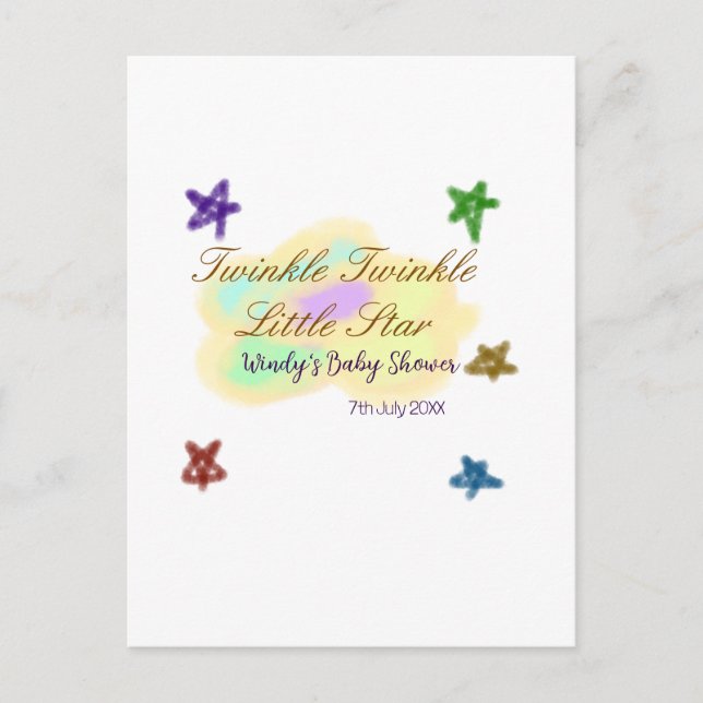 Regnbågsmoln glittrar Twinkle Little Star bebis Vykort (Framsida)