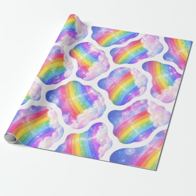 Regnbågsmoln Himmel Mönster Presentpapper (Utrullad)