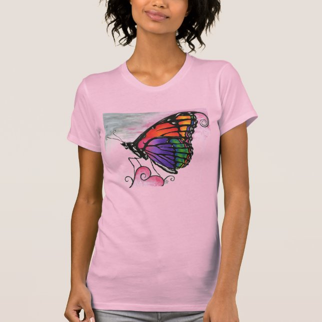 Regnbågsmonarkfjäril Original Fantasikonst T Shirt (Framsida)