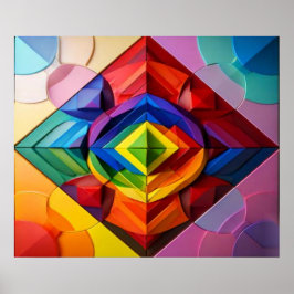 Regnbågsmosaik Geometriskt Mönster Abstrakt Poster