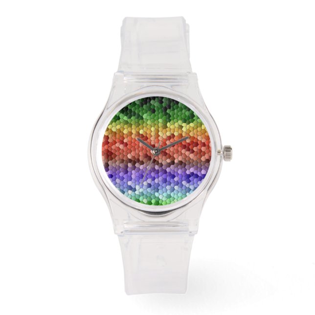 Regnbågsmosaikmönster Armbandsur (Framsida)