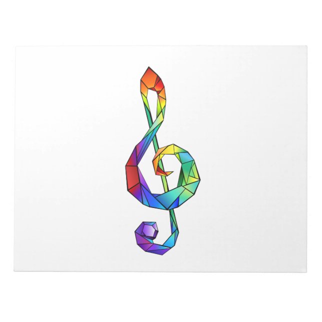 Regnbågsmusik nyckel treble clef anteckningsblock (Framsida)