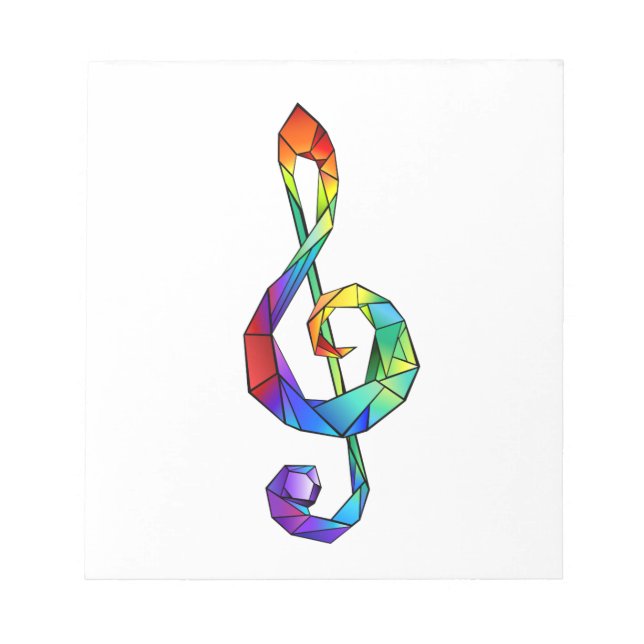 Regnbågsmusik nyckel treble clef anteckningsblock (Framsida)