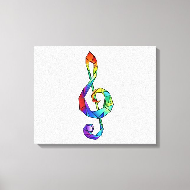 Regnbågsmusik nyckel treble clef canvastryck (Framsida)