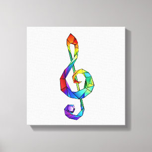 Regnbågsmusik nyckel treble clef canvastryck