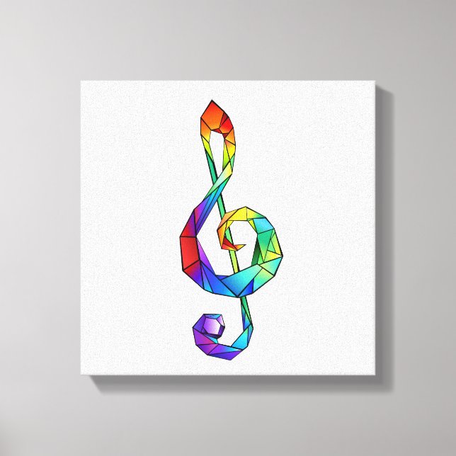 Regnbågsmusik nyckel treble clef canvastryck (Framsida)