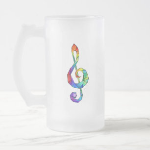 Regnbågsmusik nyckel treble clef frostat ölglas