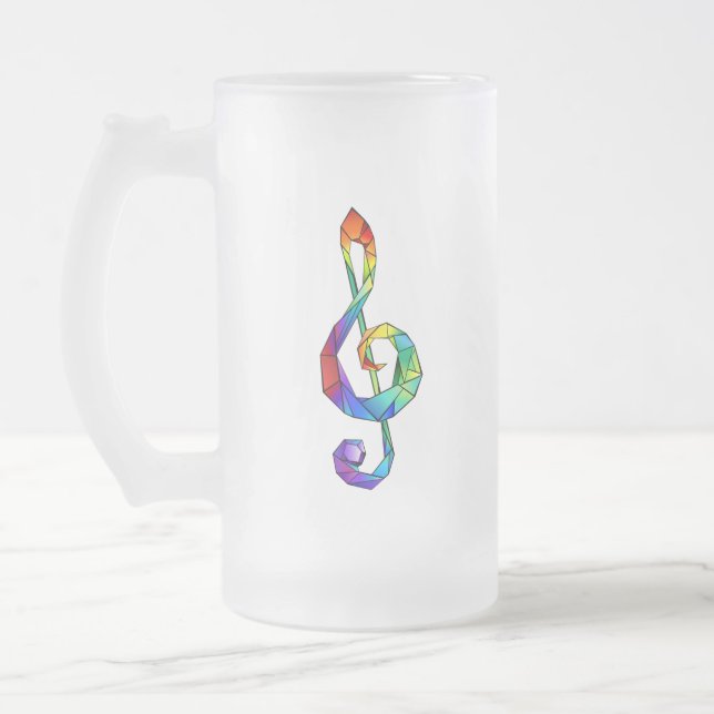 Regnbågsmusik nyckel treble clef frostat ölglas (Vänster)