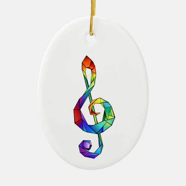 Regnbågsmusik nyckel treble clef julgransprydnad keramik (Framsidan)