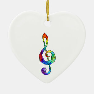 Regnbågsmusik nyckel treble clef julgransprydnad keramik