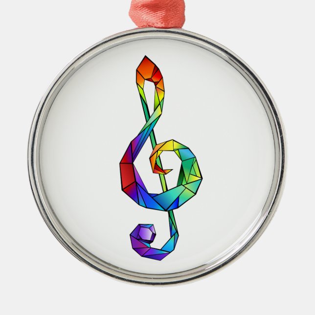 Regnbågsmusik nyckel treble clef julgransprydnad metall (Framsidan)