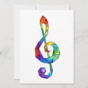 Regnbågsmusik nyckel treble clef julkort
