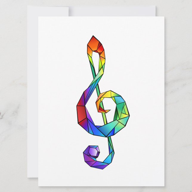 Regnbågsmusik nyckel treble clef julkort (Framsida)