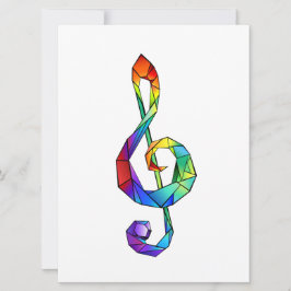 Regnbågsmusik nyckel treble clef julkort