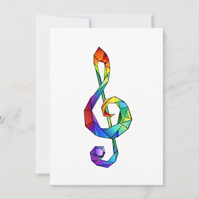 Regnbågsmusik nyckel treble clef julkort (Framsida)