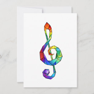 Regnbågsmusik nyckel treble clef julkort