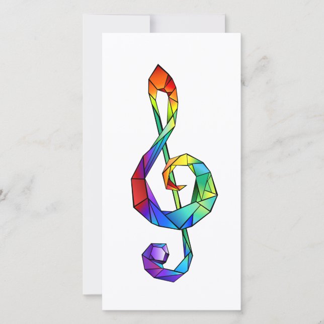 Regnbågsmusik nyckel treble clef julkort (Framsida)