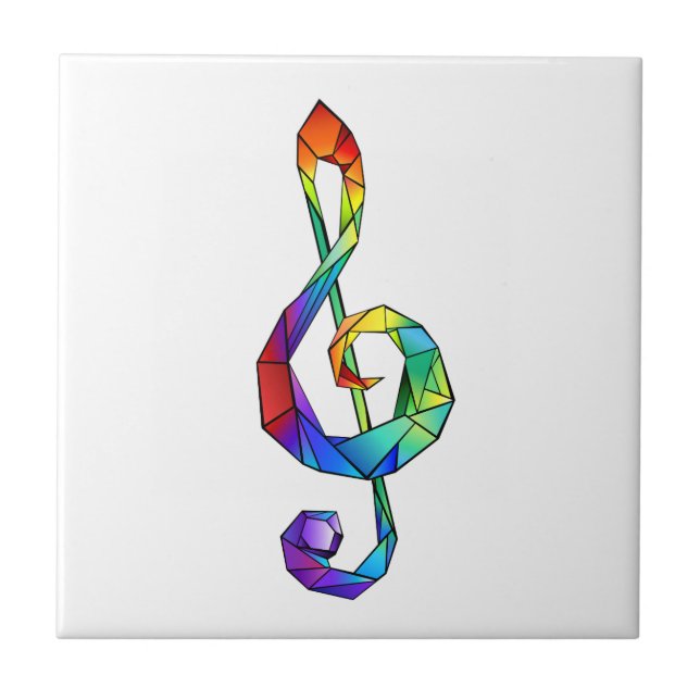 Regnbågsmusik nyckel treble clef kakelplatta (Framsidan)