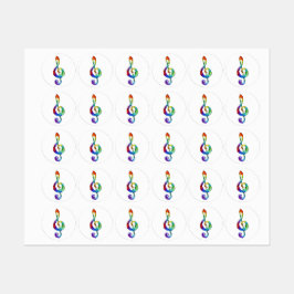 Regnbågsmusik nyckel treble clef klistermärke