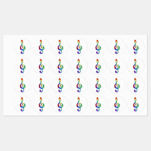 Regnbågsmusik nyckel treble clef klistermärke