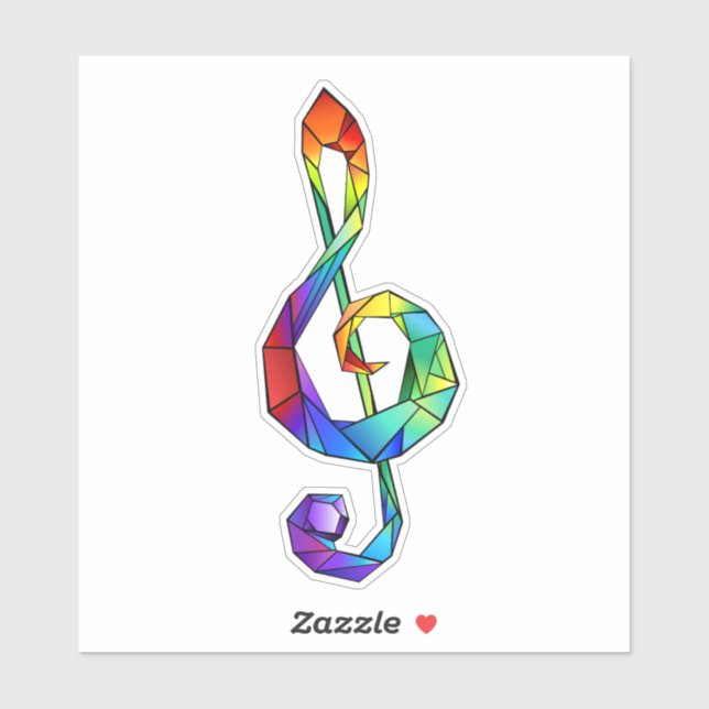 Regnbågsmusik nyckel treble clef klistermärken (Ark)