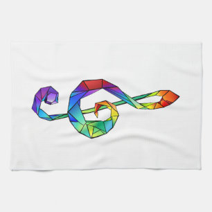 Regnbågsmusik nyckel treble clef kökshandduk