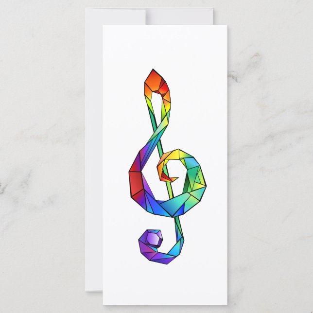 Regnbågsmusik nyckel treble clef kort (Framsida)