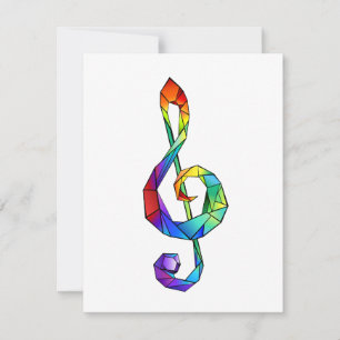 Regnbågsmusik nyckel treble clef kort