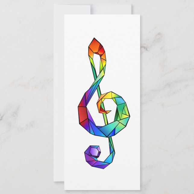 Regnbågsmusik nyckel treble clef kort (Framsida)