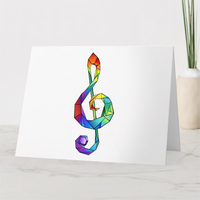 Regnbågsmusik nyckel treble clef kort (Framsida)