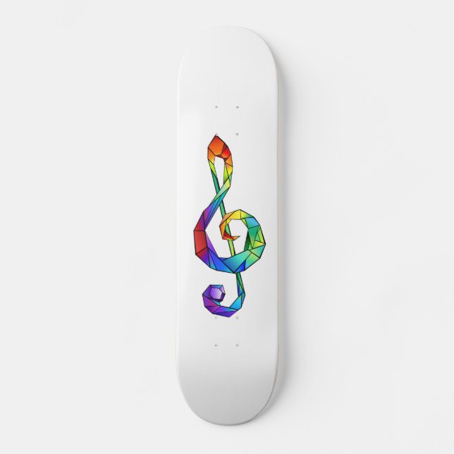 Regnbågsmusik nyckel treble clef mini skateboard bräda 18,5 cm (Framsida)