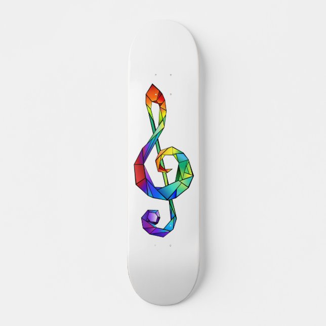 Regnbågsmusik nyckel treble clef mini skateboard bräda 18,5 cm (Framsida)