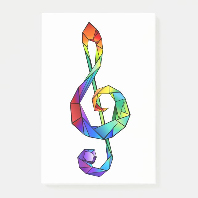 Regnbågsmusik nyckel treble clef post-it block (Framsida)