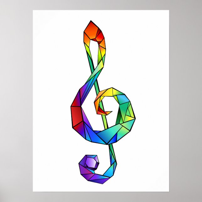 Regnbågsmusik nyckel treble clef poster (Framsidan)