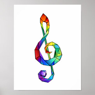 Regnbågsmusik nyckel treble clef poster