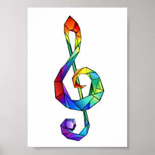 Regnbågsmusik nyckel treble clef poster