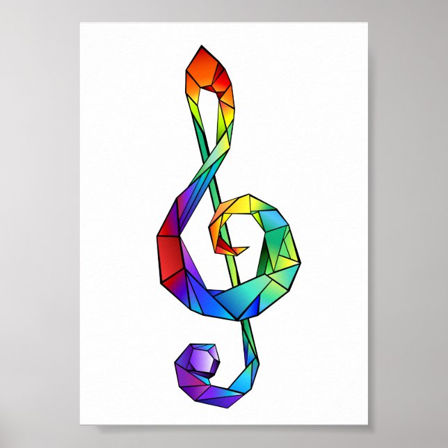 Regnbågsmusik nyckel treble clef poster (Framsidan)