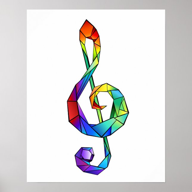 Regnbågsmusik nyckel treble clef poster (Framsidan)