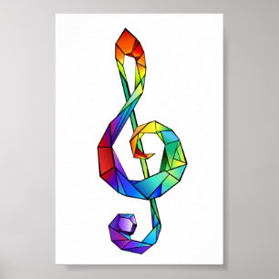 Regnbågsmusik nyckel treble clef poster