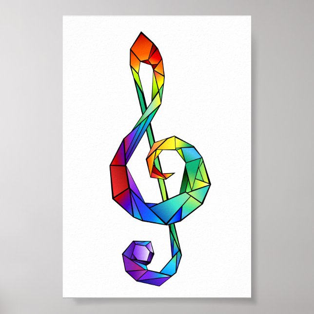 Regnbågsmusik nyckel treble clef poster (Framsidan)