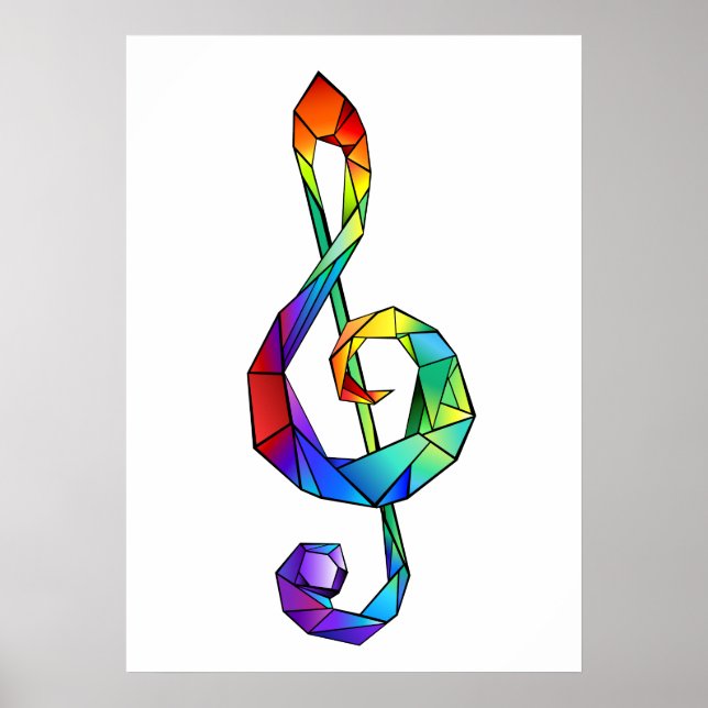 Regnbågsmusik nyckel treble clef poster (Framsidan)