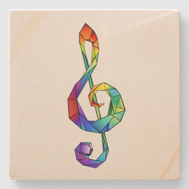 Regnbågsmusik nyckel treble clef stenunderlägg (Framsidan)