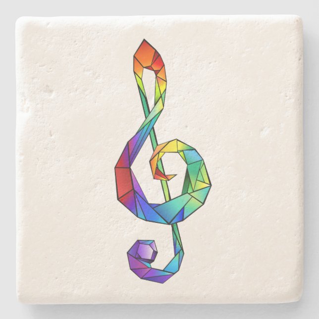 Regnbågsmusik nyckel treble clef stenunderlägg (Framsidan)