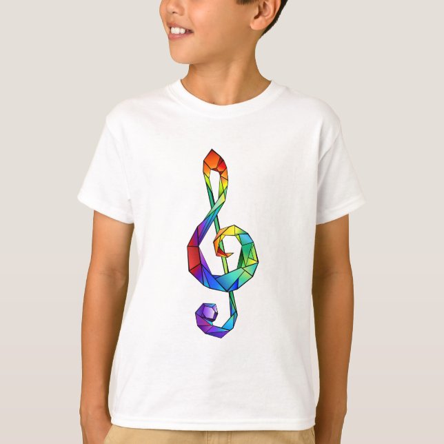 Regnbågsmusik nyckel treble clef t shirt (Framsida)